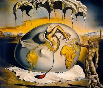 Geopolitische Kind beobachtet die Geburt des neuen Menschen 2 Surrealismus Ölgemälde